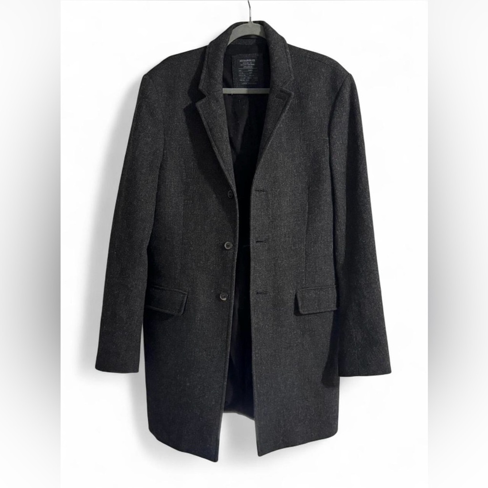 AllSaints Charcoal Wool Overcoat – Size XL (Fits Like L)